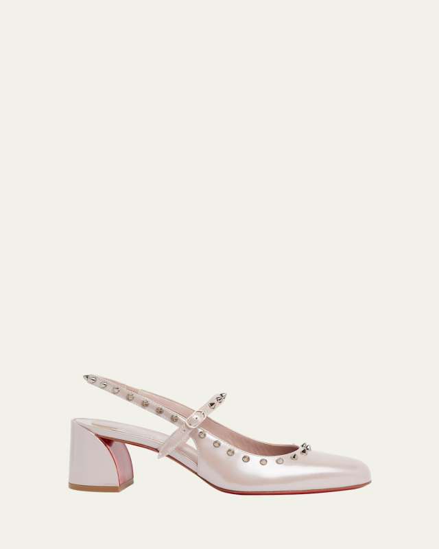 Janispikes Patent Red Sole Slingback Pumps